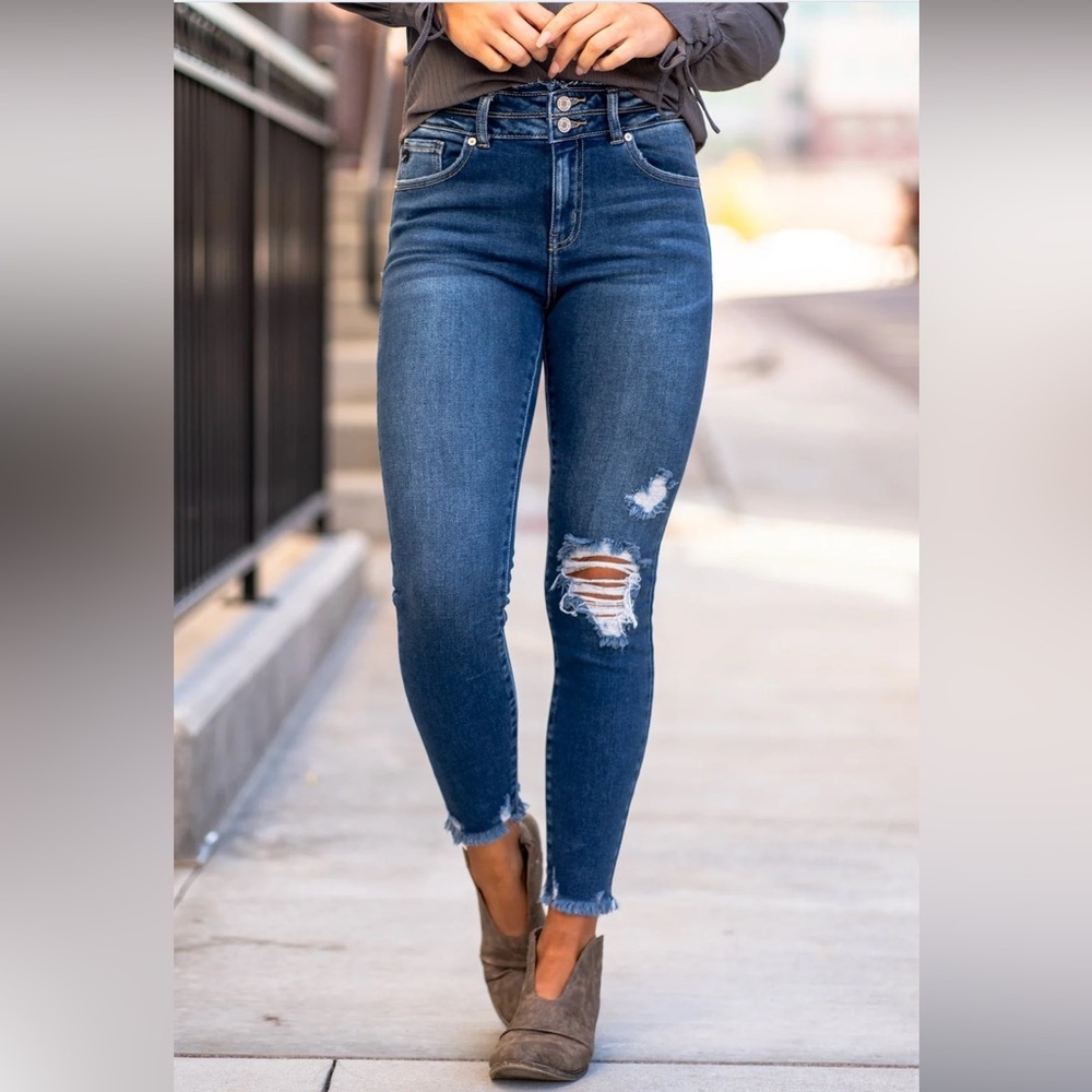 Kancan Dillon High Rise Ripped Ankle Skinny Jeans - Picture 2 of 7